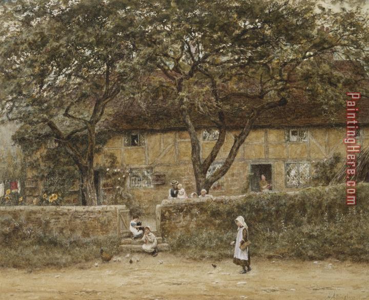 Helen Allingham Children outside a Cottage
